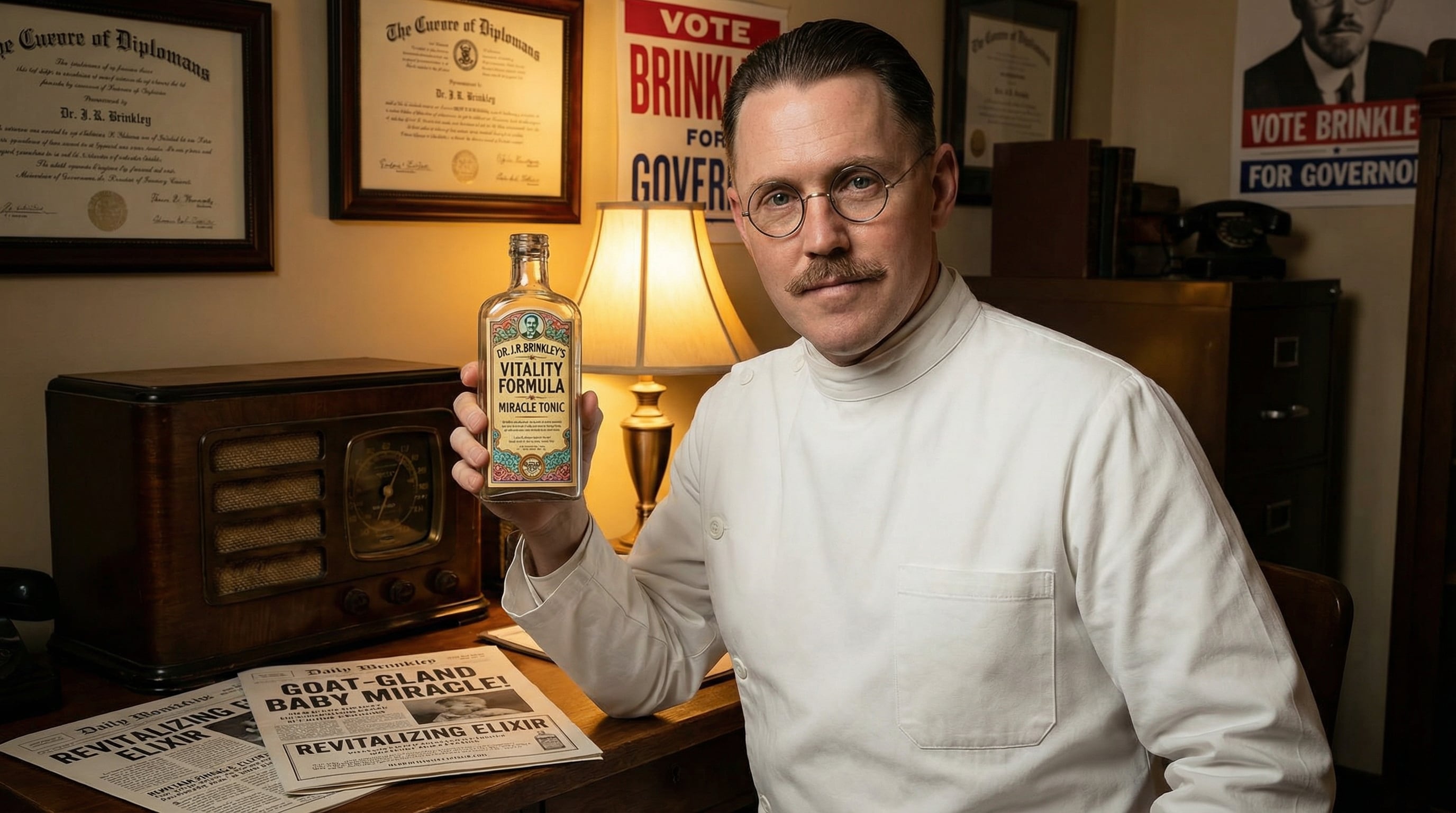 Fórmulas milagrosas, promesas imposibles y “testículos de cabra”: la insólita historia de John R. Brinkley, el hombre que se convirtió en un fraude sanitario