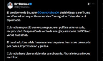 Roy Barreras reaccionó a la