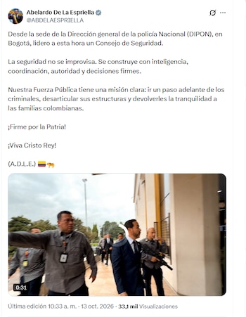 De La Espriella definió su estrategia de seguridad en reunión de inteligencia - crédito
@ABDELAESPRIELLA/X