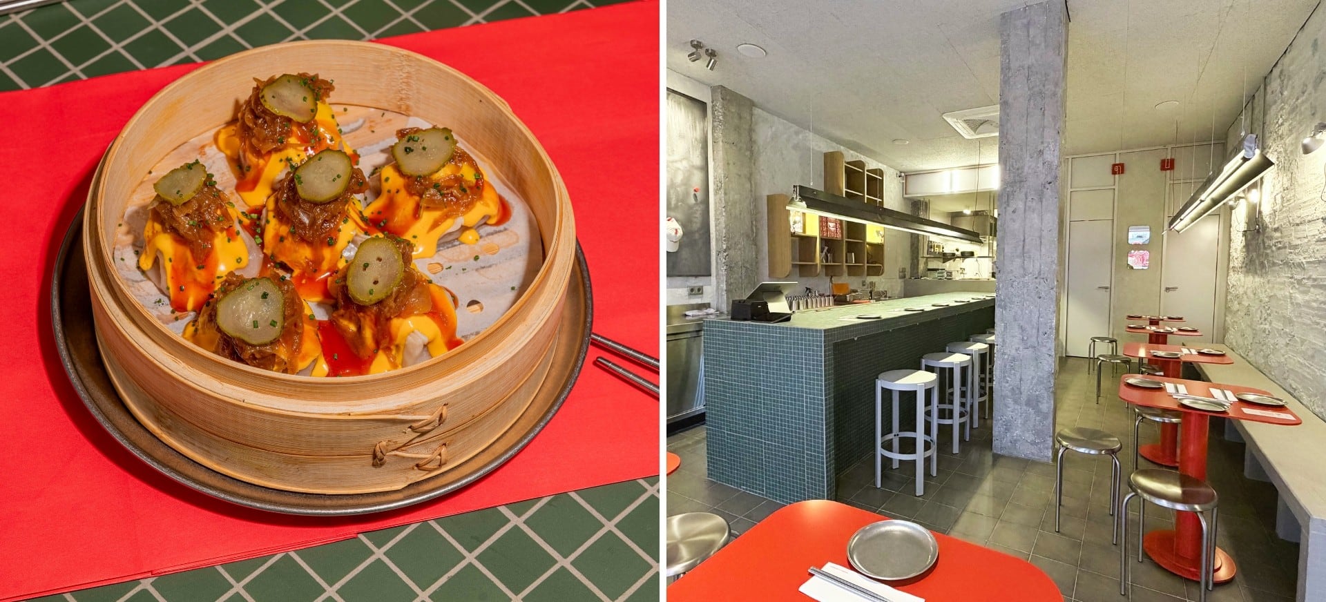 Dumplings de cheeseburger y local de Dum Dum (Cedidas)