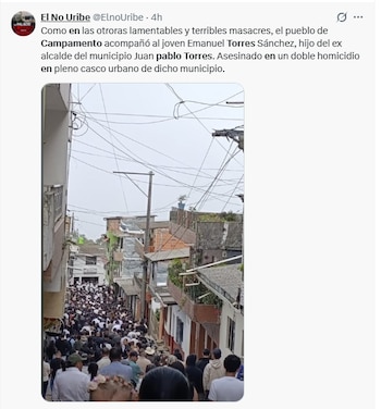 La despedida de la comunidad a los fallecidos Emmanuel y Juan Pablo - crédito @ElnoUribe/X