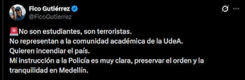 Federico Gutiérrez - crédito @FicoGutierrez/X