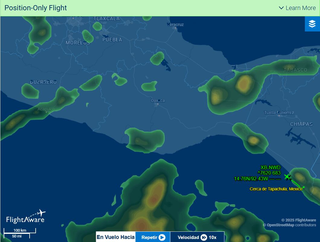 Parte de los registros aéreos
(FlightAware)