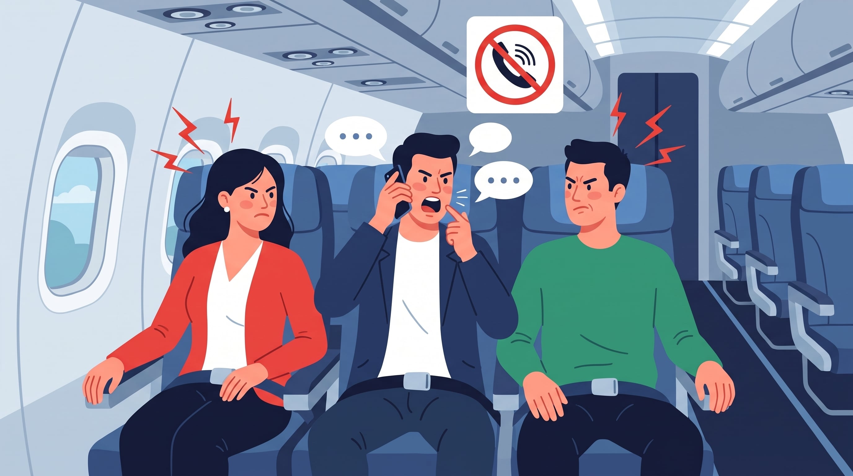 Las aerolíneas de Estados Unidos ya prohíben las llamadas telefónicas y videoconferencias, aunque los auxiliares de vuelo deben recordarlo a los pasajeros. (Imagen Ilustrativa Infobae)