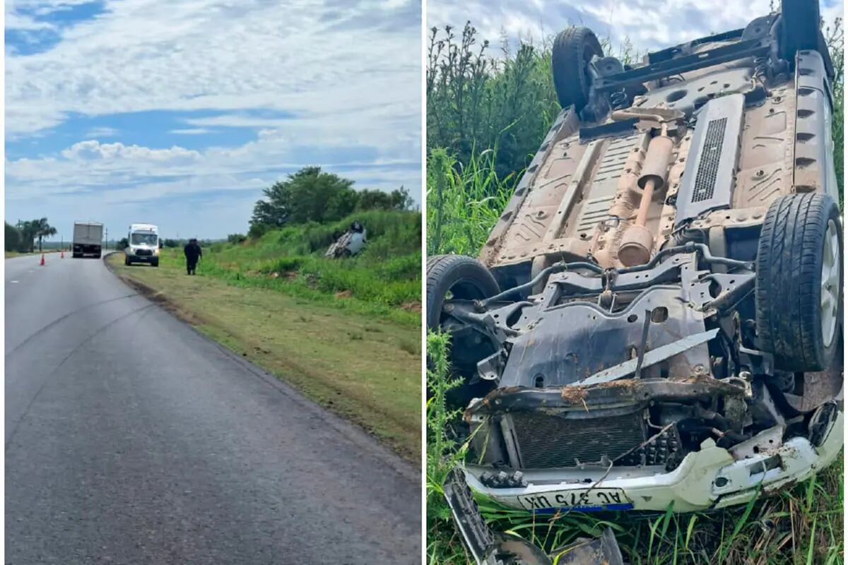 Vuelco sobre Ruta Provincial 32 (Foto: Policía de Entre Ríos)