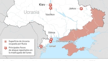 (MAPA) Rusia reivindica una nueva oleada de ataques contra Kiev y Odesa