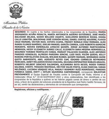 Disposición de la Fiscalía para