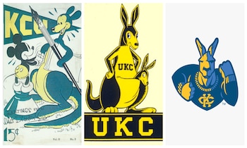 El escudo de la UMKC según pasaron los años