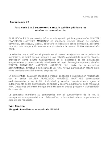 La empresa colombiana de ropa interior reiteró el compromiso con el cumplimiento de la ley, la transparencia empresarial y la colaboración con las autoridades competentes - crédito Lili Pink