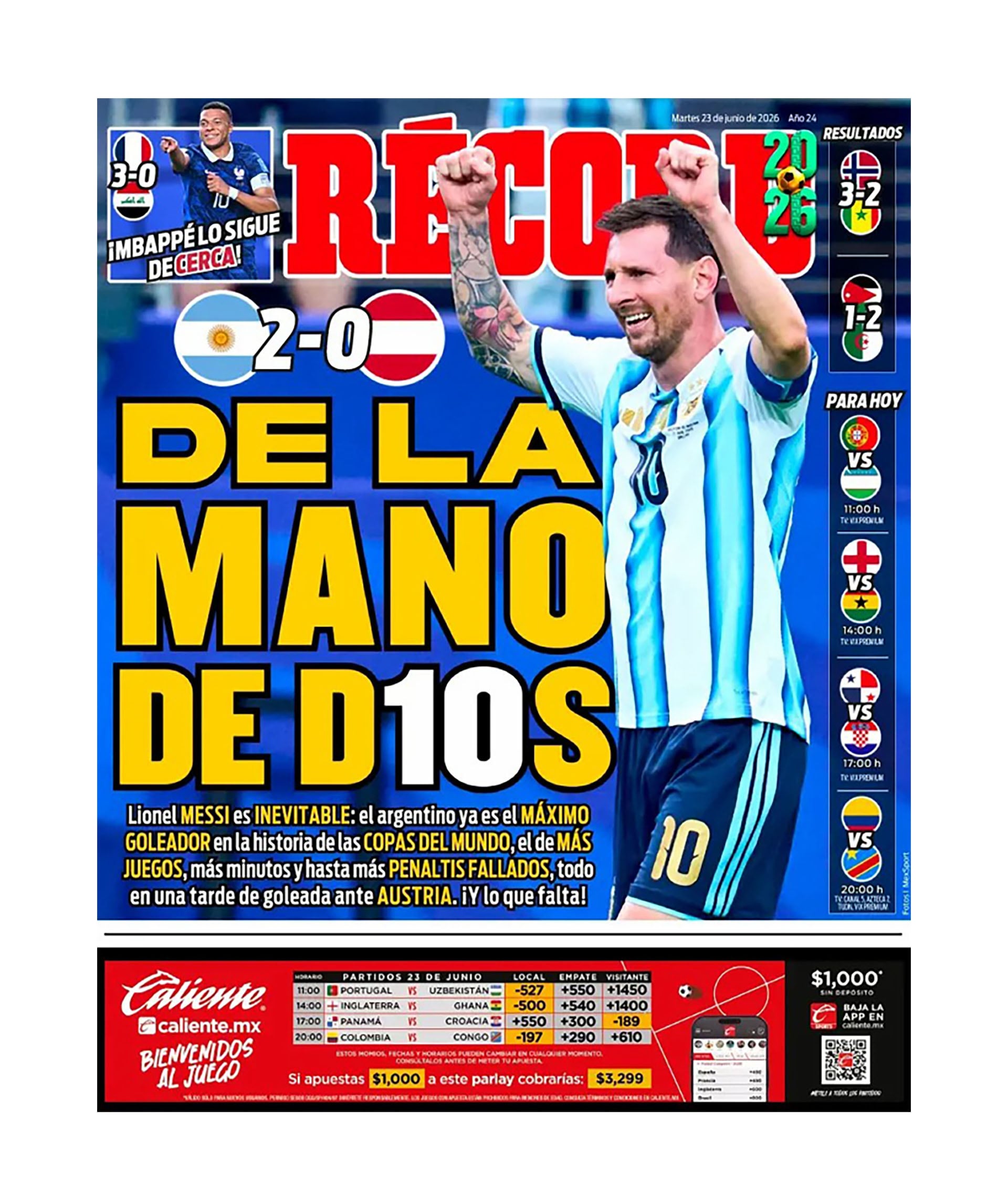 La portada de Récord (México)