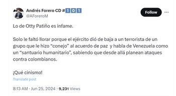 El congresista Andrés Forero rechazó