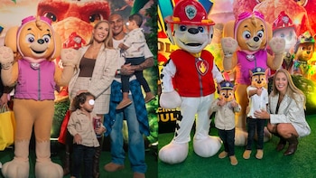 Paolo Guerrero y Ana Paula Consorte compartieron un momento especial junto a sus hijos durante el avant premiere de PAW Patrol: La Dino Película en Lima.