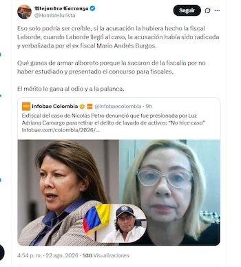 El abogado Alejandro Carranza pudo en duda denuncias de la exfiscal Lucy Laborde - crédito @HombreJurista/X