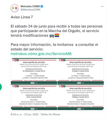 Cuatro líneas del Metrobús de