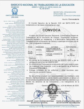Convocatoria del paro de labores