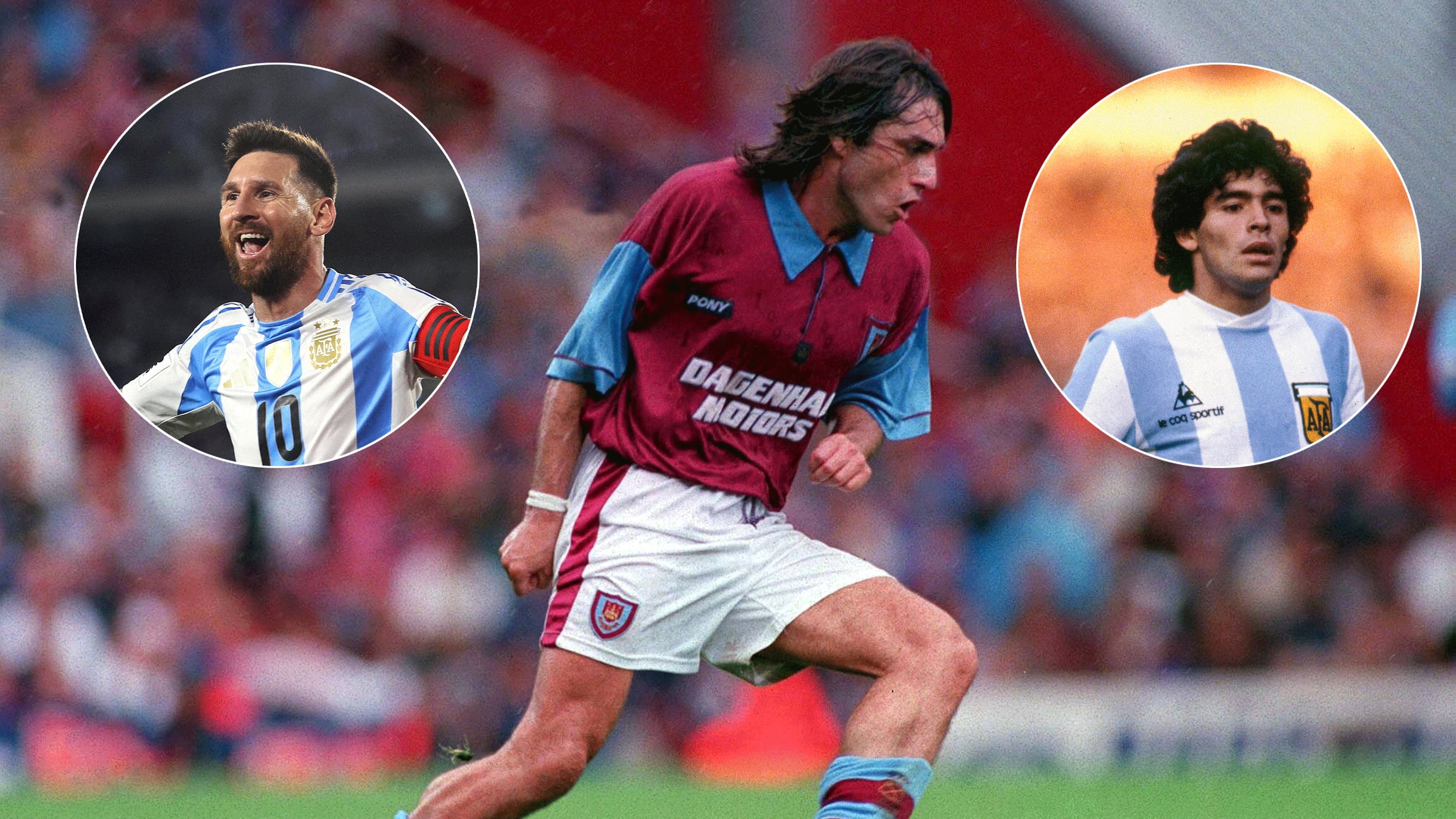 Futre en su etapa como futbolista y sus admirados Messi y Maradona