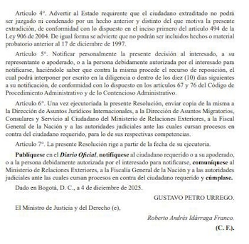 El Gobierno autorizó la extradición