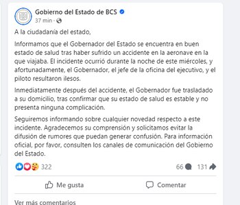 Los tripulantes resultaron ilesos, informó