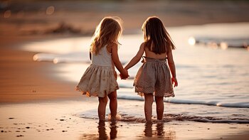 Dos hermanas pequeñas por la