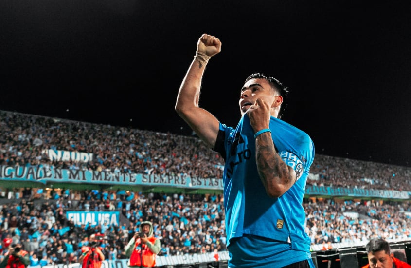 El festejo de Zelarayán (Crédito: @Belgrano/X)