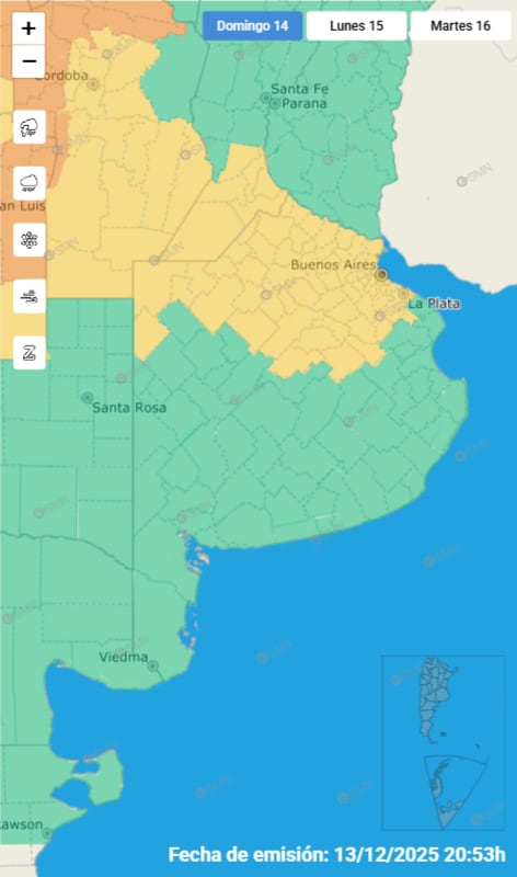 Las localidades de la provincia de Buenos Aires que están bajo alerta amarilla por tormentas
