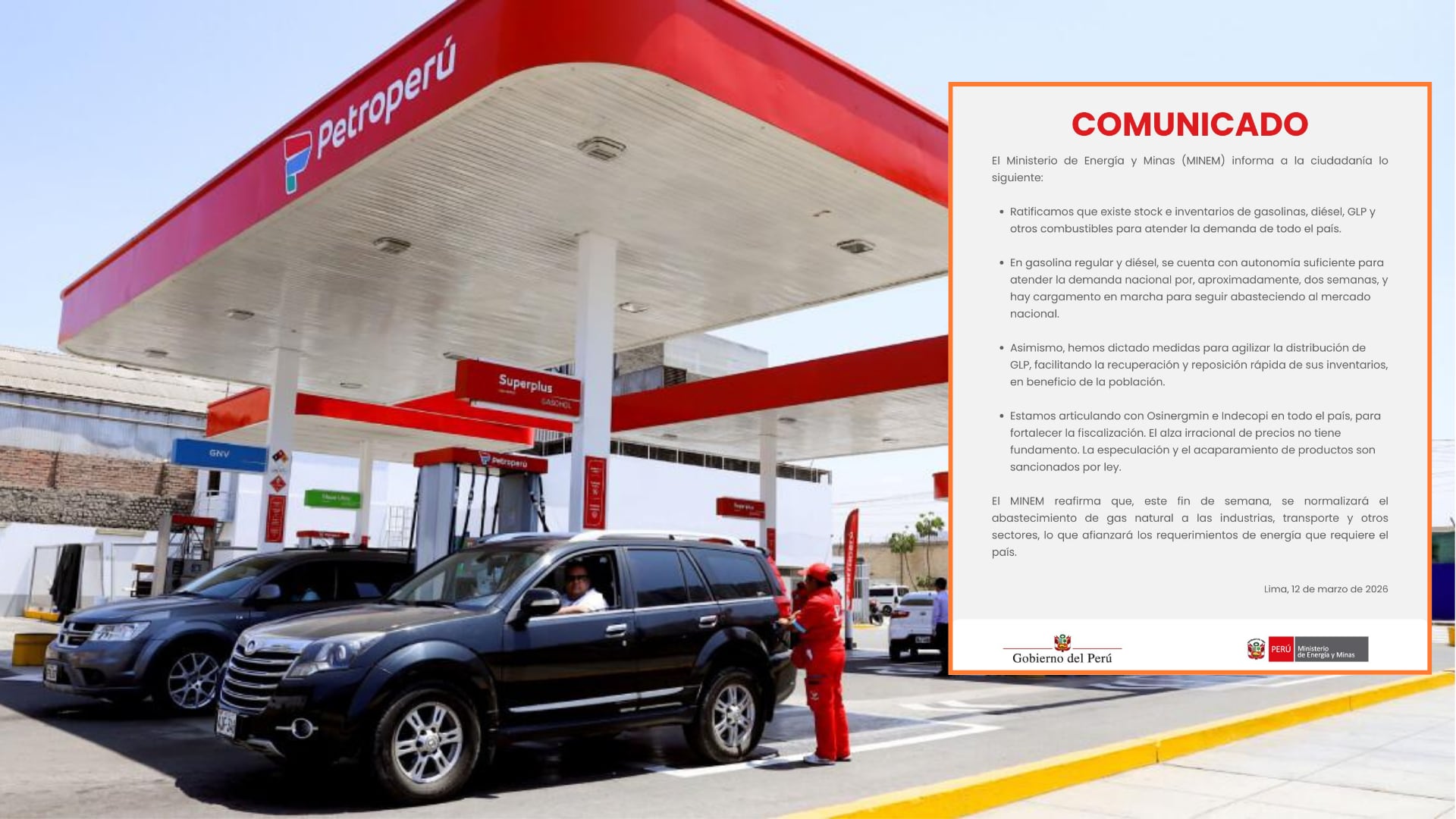 Minem afirma que hay reservas de combustibles para dos semanas y anuncia medidas ante alza de precios en grifos. (Foto composición: Infobae Perú/Agencia Andina/Minem)