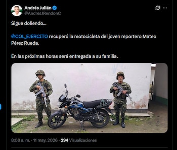 La motocicleta será devuelta a la familia del periodista Mateo Pérez - crédito X