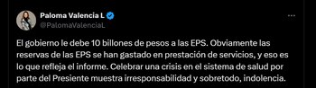La senadora opositora aseguró que
