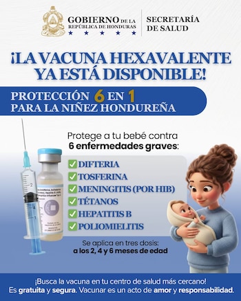 Personal de salud mantiene jornadas de vacunación para prevenir la tosferina, una enfermedad que ya deja 10 fallecidos y más de 120 casos en Honduras durante 2026. (FOTO: Secretaría de Salud)
