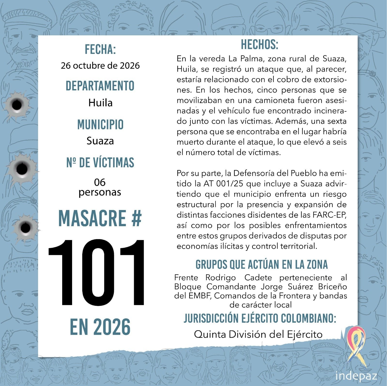 Las autoridades trabajan por establecer qué ocurrió en el sector y quiénes son los atacantes (Indepaz/X)