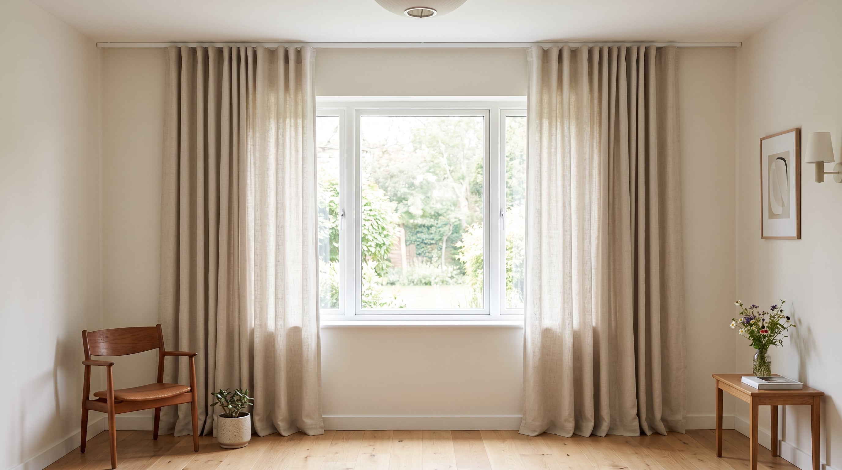Una cortina larga pero demasiado estrecha puede dejar la composición incompleta y hacer que la ventana parezca más angosta. (Imagen Ilustrativa Infobae)