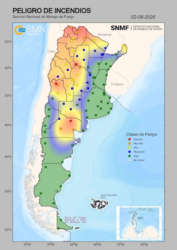 Junto con Córdoba, varias provincias del norte y cuyo estarán bajo peligro de incendios