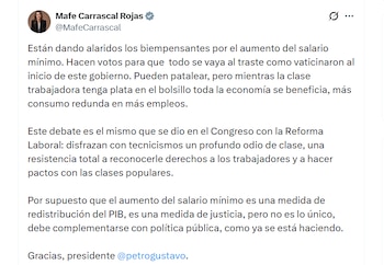 Mafe Carrascal defendió el aumento