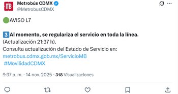 El Metrobús informó que la