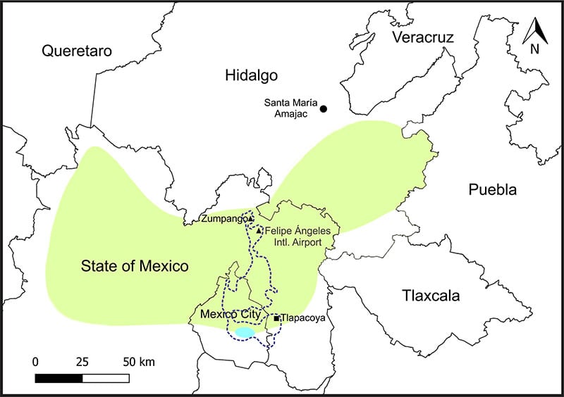 Localización de Santa María Amajac.
Herrera-Flores, Jorge A. and Velasco-de León, María Patricia.
