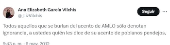 En redes sociales se recordó la publicación de García Vilchis en defensa del presidente López Obrador.