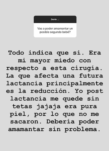 Captura de las historias de Juana Repetto en Instagram sobre su paso por el quirófano
