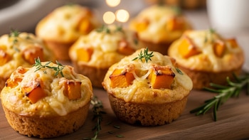 Receta de muffins salados de calabaza y queso, rápida y fácil