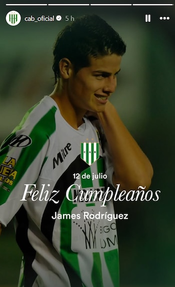 Esta fue la dedicatoria de Banfield, en Argentina, para el colombiano James Rodríguez en el día de su cumpleaños 35 -crédito @cab_oficial/Instagram