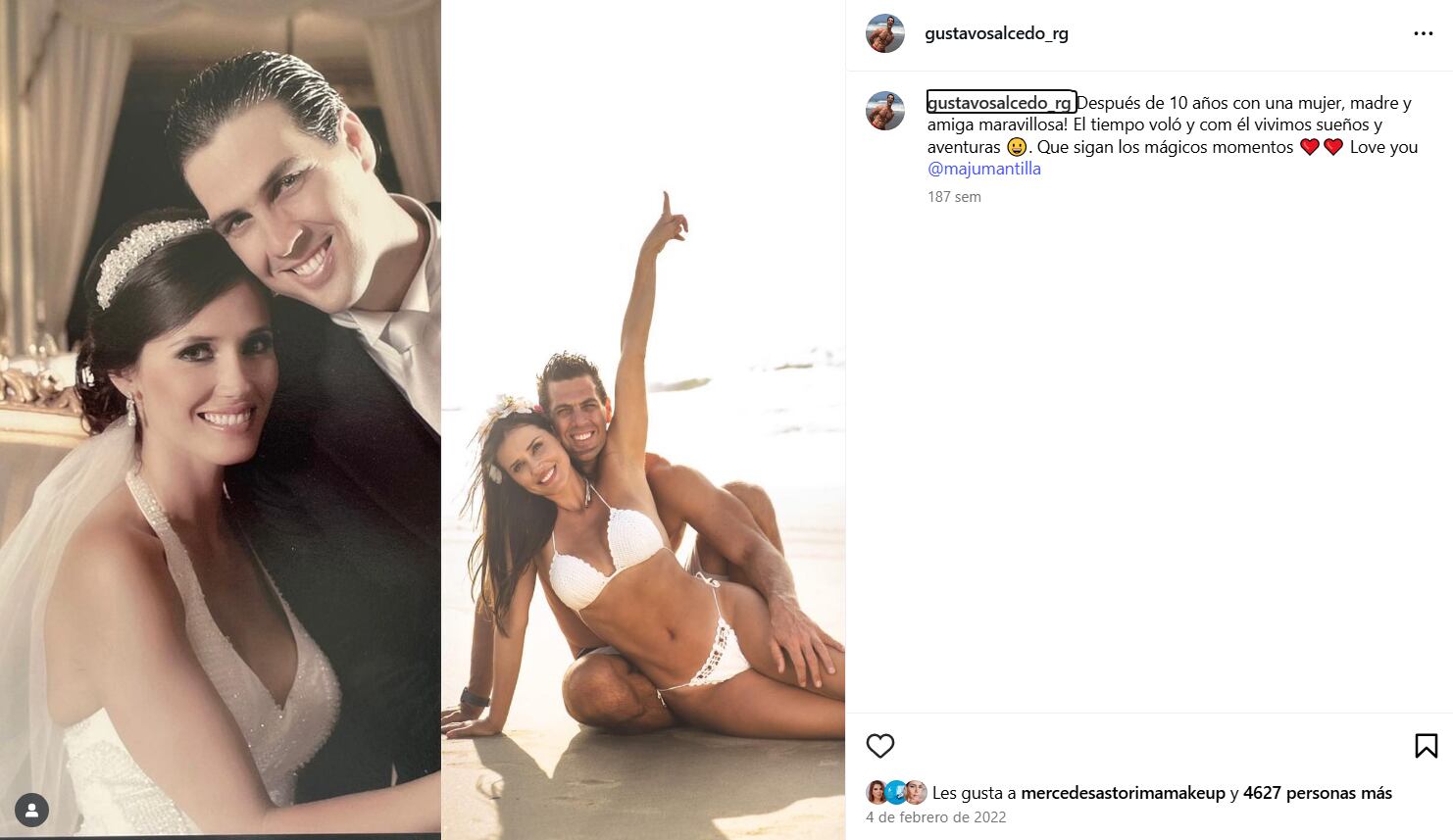 Gustavo Salcedo mantiene recuerdos con Maju Mantilla y mensajes románticos que le dedicó en redes tras confirmar el fin de su relación.