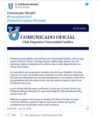 Universidad Católica de Ecuador confirmó