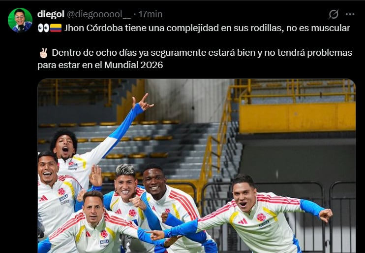 Jhon Córdoba no estará disponible para enfrentar a Costa Rica con la selección Colombia