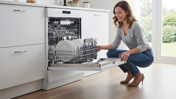 lavaplatos eléctrico, lavavajillas eléctrico, cocina, platos, vasos, limpieza, decoración, moderna, mujer. (Imagen Ilustrativa Infobae)