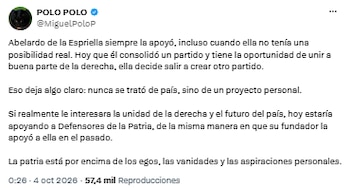 Miguel Polo Polo cuestionó a María Fernanda Cabal por crear una nueva plataforma política - crédito @MiguelPoloP/X