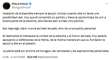 Miguel Polo Polo cuestionó a María Fernanda Cabal por crear una nueva plataforma política - crédito @MiguelPoloP/X