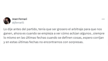 Jean Ferrari arremetió contra arbitraje