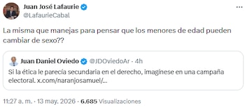 Juan José Lafaurie respondió a Juan Daniel Oviedo y avivó el debate sobre derechos de identidad de género en menores - crédito @LafaurieCabal/X