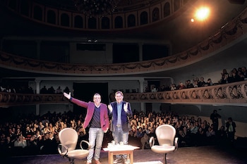 En 2019, durante una presentación teatral junto a los periodistas Mauro Szeta y Paulo Kablan, reconoció que su hijo había estado en lo cierto (Foto Fabián Mattiazzi/GENTE)