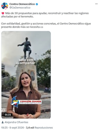 El Centro Democrático reportó 191 toneladas de ayuda y propuso medidas para las zonas afectadas - crédito @CeDemocratico/X