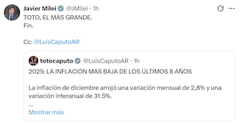 El presidente Javier Milei celebra